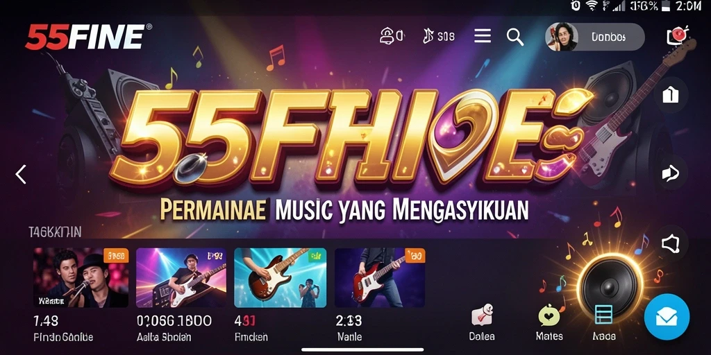 Screenshot gameplay 55FIVE menampilkan pengalaman musik yang interaktif.