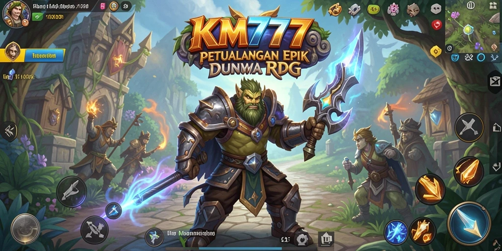 Screenshot gameplay KM777 menampilkan aksi pertempuran RPG yang seru.