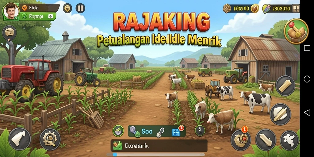 Tangkapan layar utama RAJAKING menunjukkan gameplay santai dan menarik.